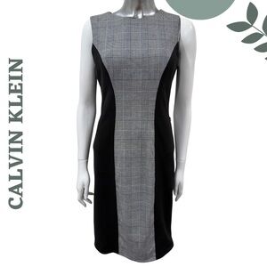 Calvin Klein Black & Grey Plaid Sheath Dress – Size 2